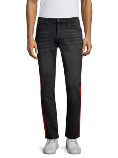 Shop Ovadia & Sons Slim Fit Stripe Jeans In Washed Black