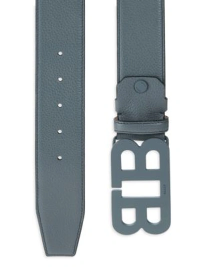 Shop Bally Mirror B Leather Belt In Grey