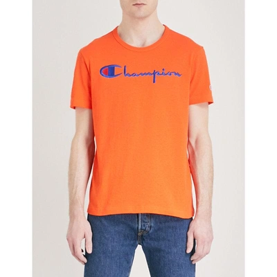 Shop Champion Classic Cotton-jersey T-shirt In Orange