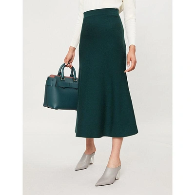 Shop Gabriela Hearst Freddie Wool-blend Midi Skirt In Evergreen