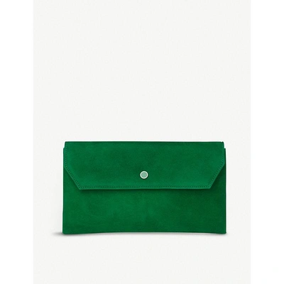 Shop Lk Bennett Green Mint Leaf Dora Suede Clutch Bag In Gre-mint Leaf