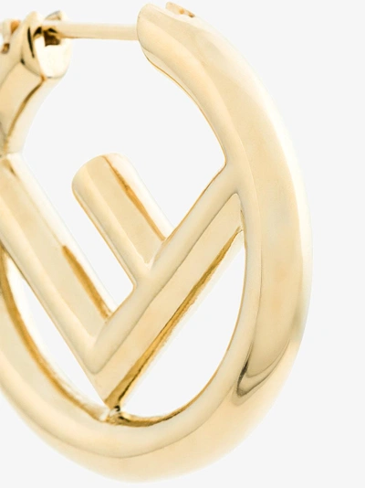 F is Fendi Small Hoop Earrings In Metal Gold