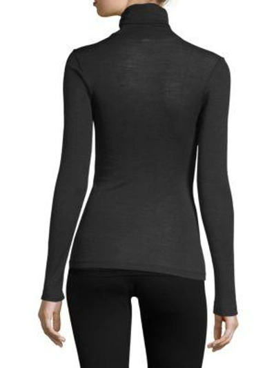 Shop Hanro Women's Wool & Silk Turtleneck Pullover In Black
