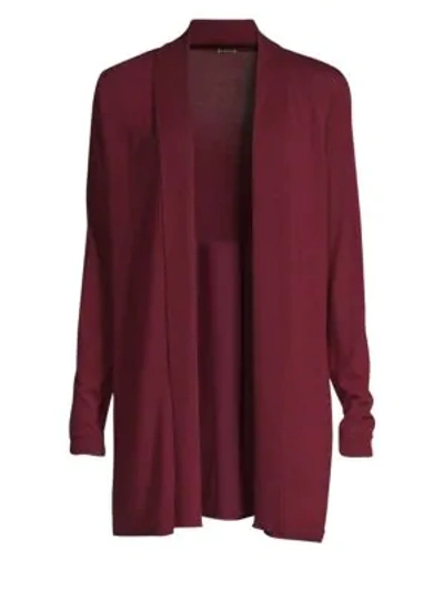 Shop Elie Tahari Adele Silk Back Merino Wool Cardigan In Charcoal