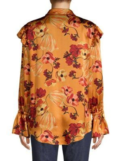 Shop Mother Of Pearl Marin Silk Floral Blouse In Autumn Bloom