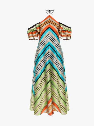Shop Mary Katrantzou Kahlo Silk Halterneck Dress In Multicolour