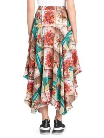 Shop Stella Mccartney Floral High-low Hem Skirt In Multicolor