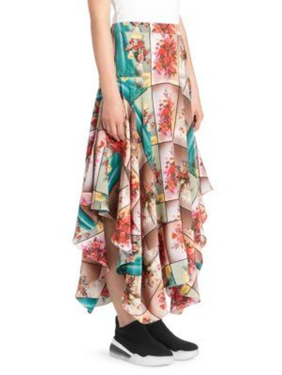 Shop Stella Mccartney Floral High-low Hem Skirt In Multicolor