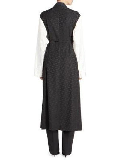 Shop Stella Mccartney Alina Mixed Media Wool-blend Dress In Navy