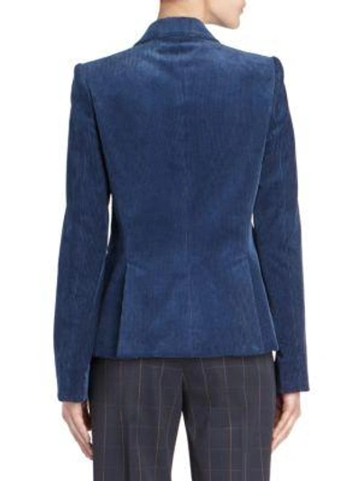 Shop Stella Mccartney Corduroy Double Breasted Blazer In Cobalt Blue