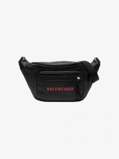 Shop Balenciaga Black Red Logo Leather Cross Body Bag