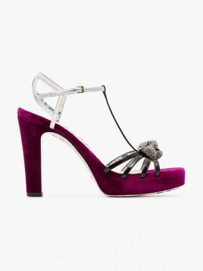Shop Gucci Elias 85 Platform Sandals In Pink/purple