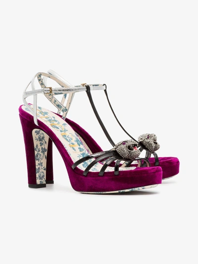 Shop Gucci Elias 85 Platform Sandals In Pink/purple