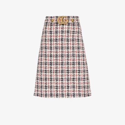 Shop Gucci Gg Belt A-line Tweed Skirt In Multicolour