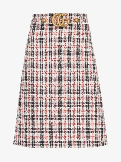 Shop Gucci Gg Belt A-line Tweed Skirt In Multicolour