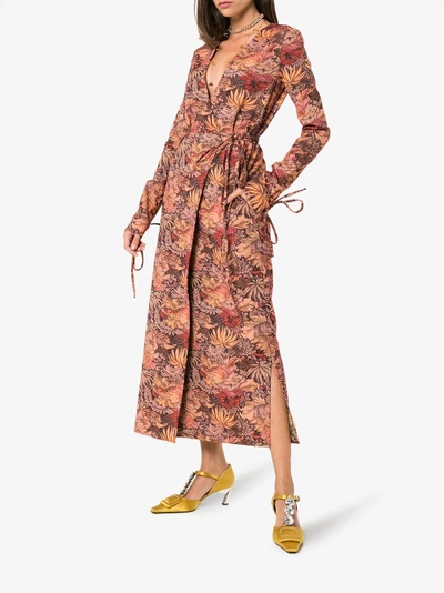 Shop Attico Jacquard Maxi Robe Dress In Multicolour