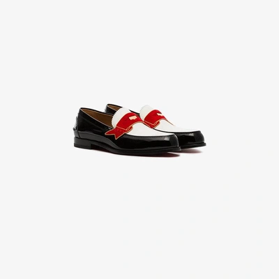 Shop Christian Louboutin Black Monono Leather Loafers