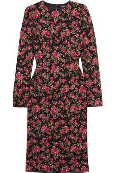 Shop Dolce & Gabbana Floral-print Crepe Dress In Pink