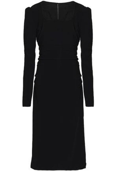 Shop Dolce & Gabbana Ruched Crepe Dress In Black