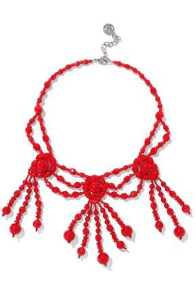 Shop Ben-amun Beaded Silver-tone Necklace In Red