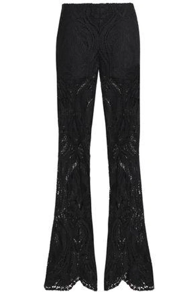 Shop Anna Sui Woman Guipure Lace Flared Pants Black