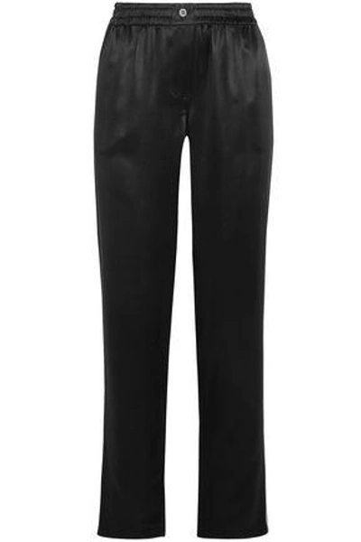 Shop Dolce & Gabbana Woman Silk-satin Straight-leg Pants Black