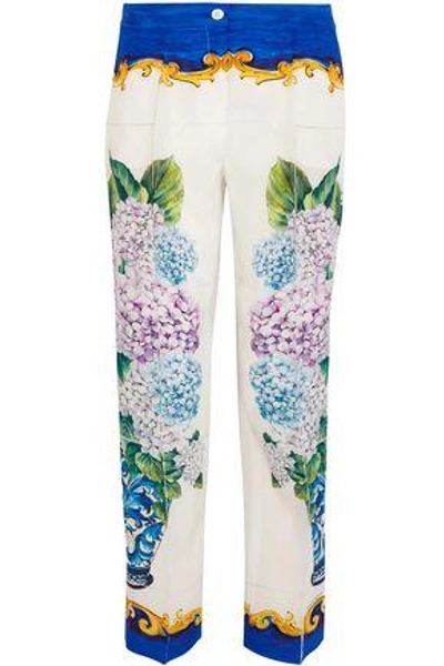 Shop Dolce & Gabbana Woman Printed Silk Crepe De Chine Straight-leg Pants Multicolor