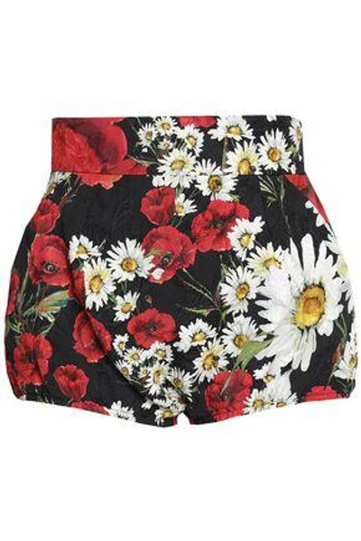 Shop Dolce & Gabbana Floral-print Cotton-blend Jacquard Shorts In Black
