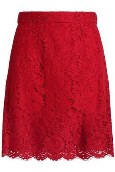 Shop Dolce & Gabbana Woman Corded Lace Mini Skirt Red