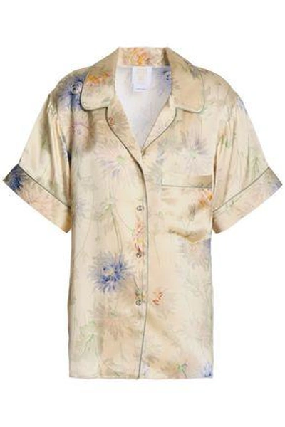 Shop Anna Sui Woman Floral-print Silk-satin Shirt Ivory