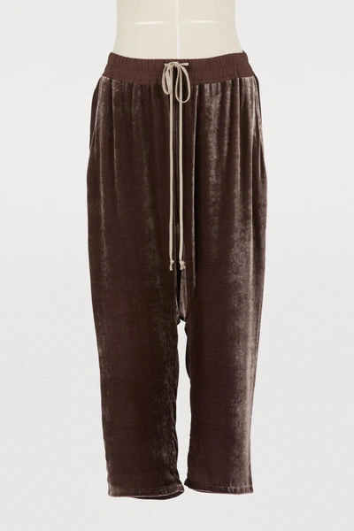 Shop Rick Owens Velvet Trousers In Brown