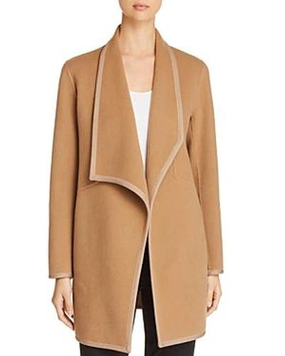 Shop Elie Tahari Christina Draped Open-front Coat In Palomino