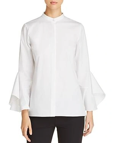 Shop Elie Tahari Sukie Ruffle-sleeve Blouse In White