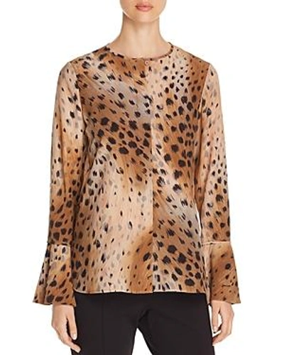 Shop Lafayette 148 Izzie Silk Cheetah-print Blouse In Saddle Multi
