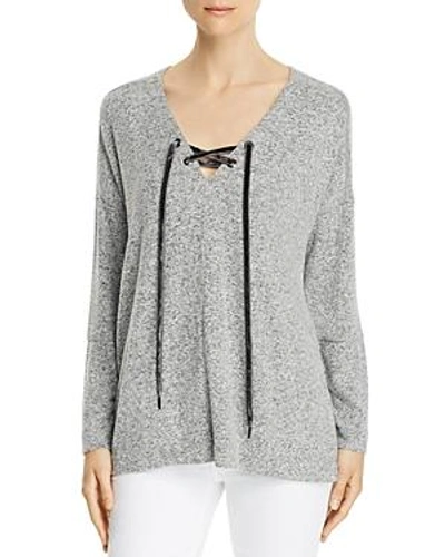 Shop Rails Leigh Lace-up Sweater In Fuzzy Grey