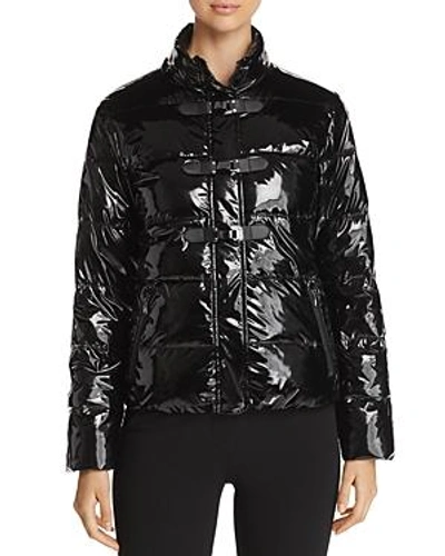 Shop Emporio Armani High-shine Puffer Jacket In Black