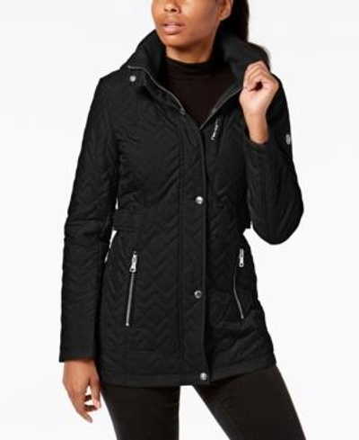 Shop Calvin Klein Hooded Quilted Puffer Coat In Black