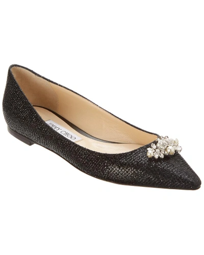 Shop Jimmy Choo Alexa Embellished Glitter Fabric Ballerina Flat In Nocolor