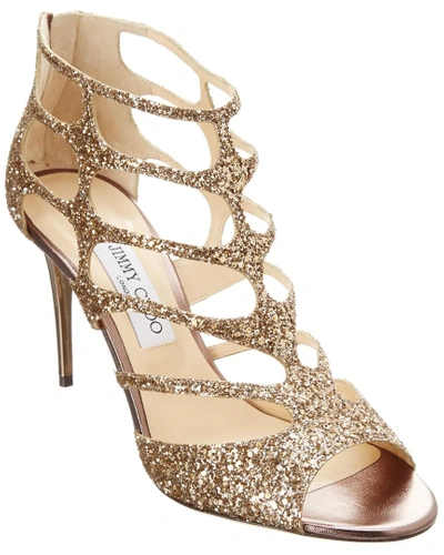 Shop Jimmy Choo Ren 85 Shadow Coarse Glitter Fabric Sandal In Metallic