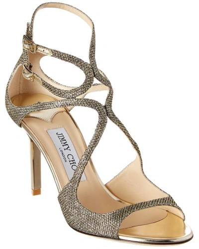 Shop Jimmy Choo Ivette 85 Lame Glitter Fabric Strappy Sandal In Metallic