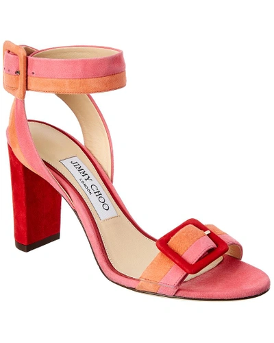 Shop Jimmy Choo Dacha 85 Suede Sandal In Pink