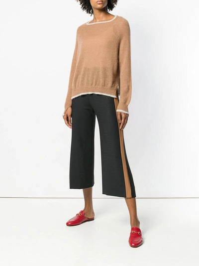 Shop Phisique Du Role Contrast Trim Sweater - Brown