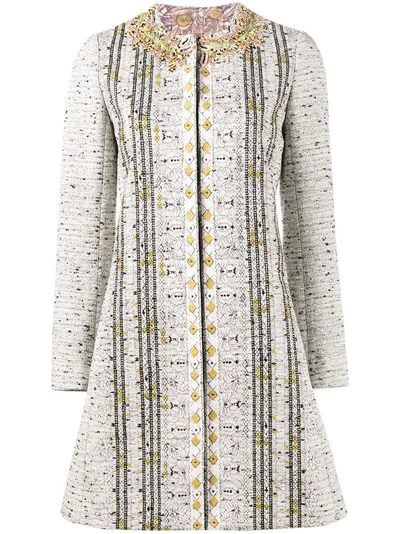 Shop Giambattista Valli Embroidered Tweed Coat - Multicolour