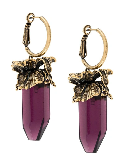 Shop Alexander Mcqueen Iris Pendant Earrings - Metallic