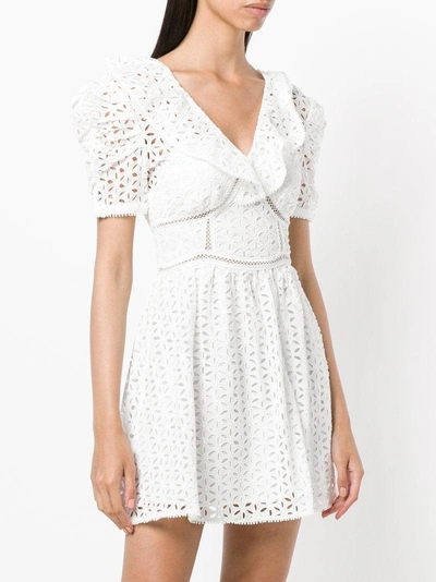 Shop Self-portrait Crocheted Tea Dress - White