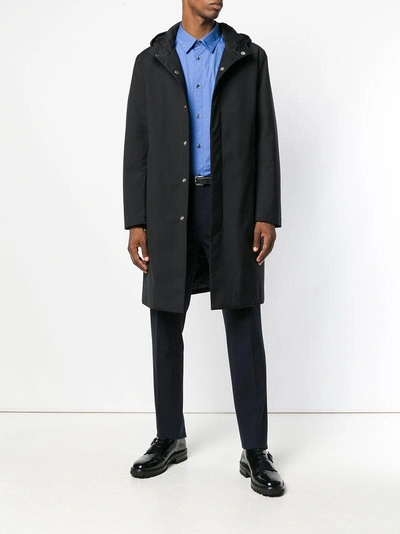 Shop Mackintosh Hooded Down Raincoat In Black