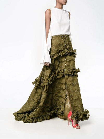 Shop Rosie Assoulin Ruffle Tiered Maxi Skirt
