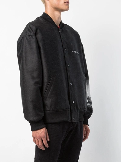 Shop Adaptation Back Print Bomber Jacket In Black