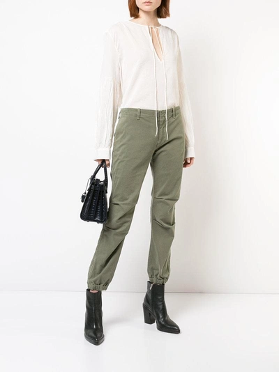 Shop Nili Lotan Cropped Slim-fit Trousers - Green