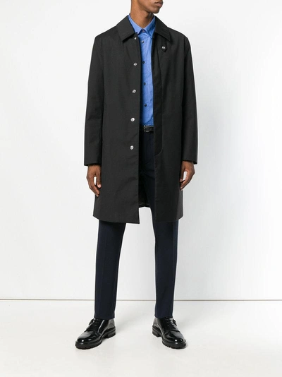 Shop Mackintosh Single-breasted Padded Raincoat - Black